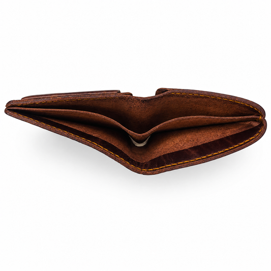 Men’s Dark Burgundy Leather Bifold Wallet with Card Slots & Coin Pocket