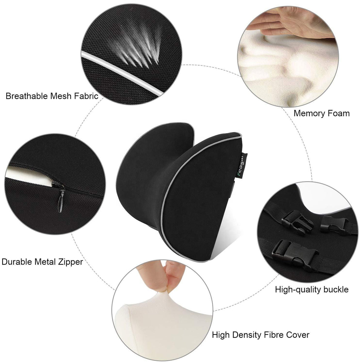 Memory Foam Car Lumbar Support Cushion for Seat and Back Comfort