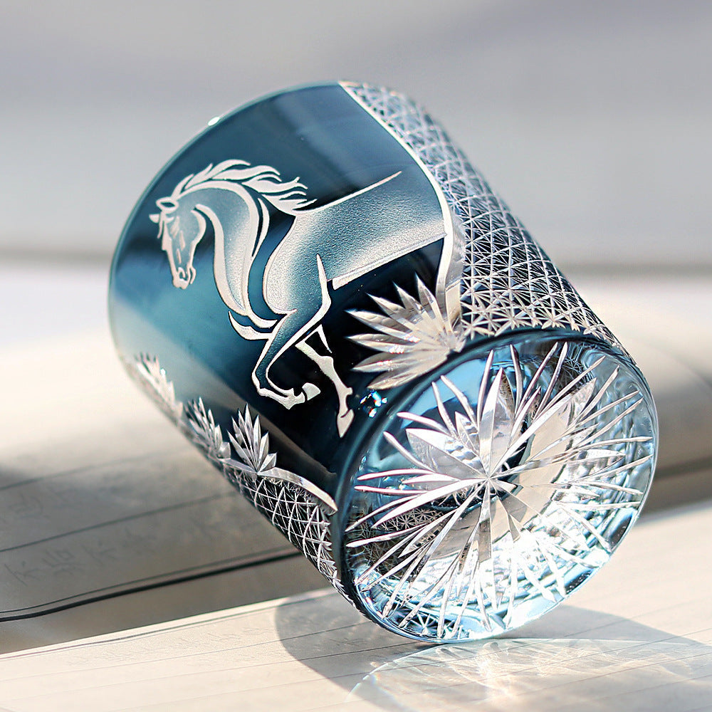 Edo Kiriko Handcrafted Steed Crystal Whisky Glass