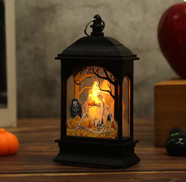 Portable Pumpkin Ghost Castle Lantern Lamp Hanging LED Jack-O-Lanterns Halloween Decoration Party Flame Haunted House