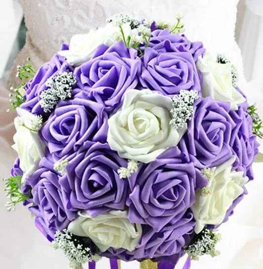 Artificial Rose Wedding Bouquet 24 Heads Romantic Bridal Hand Holding Flowers 26cm