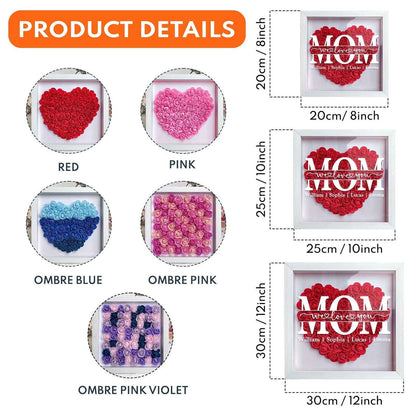 Personalized Flower Shadow Box Gift for Mum – Custom Framed Keepsake