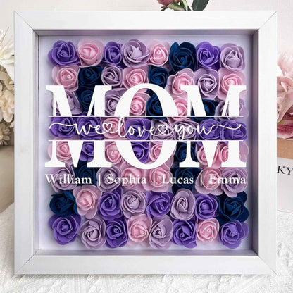Personalized Flower Shadow Box Gift for Mum – Custom Framed Keepsake