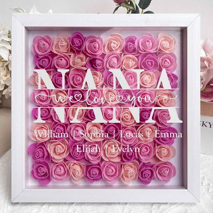 Personalized Flower Shadow Box Gift for Mum – Custom Framed Keepsake