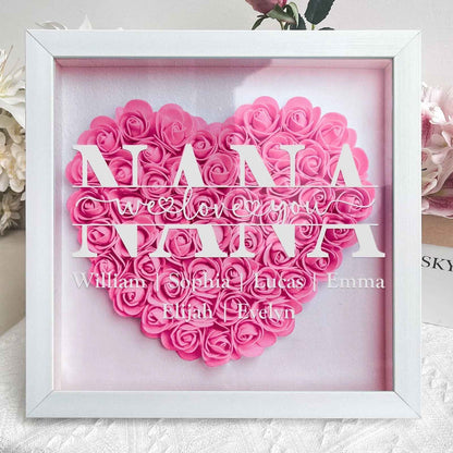 Personalized Flower Shadow Box Gift for Mum – Custom Framed Keepsake
