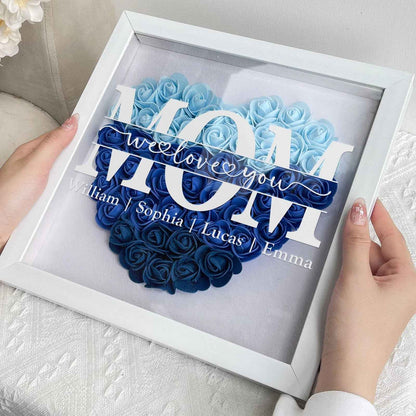 Personalized Flower Shadow Box Gift for Mum – Custom Framed Keepsake