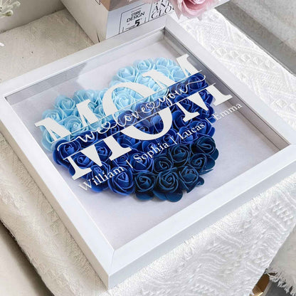 Personalized Flower Shadow Box Gift for Mum – Custom Framed Keepsake