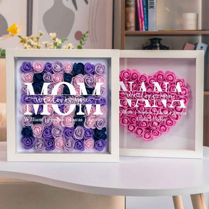 Personalized Flower Shadow Box Gift for Mum – Custom Framed Keepsake