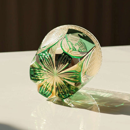 Edo Kiriko Handcrafted Peacock Motif Whisky Glass