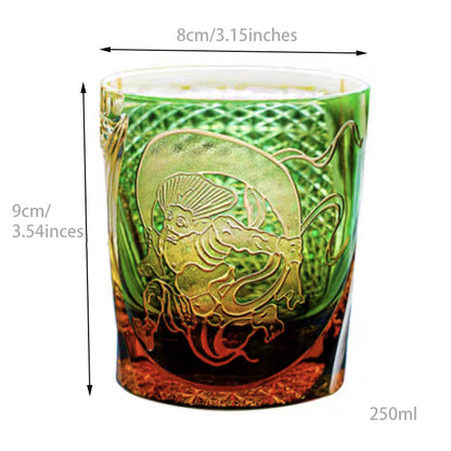 Edo Kiriko Handcrafted Raijin Whisky Glass