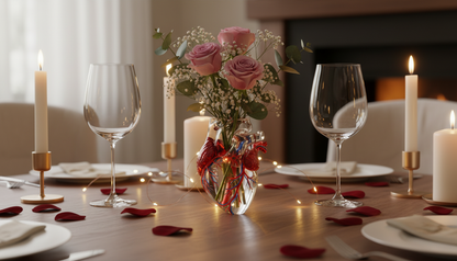 Anatomical Heart Glass Vase with Roses & Floral Arrangement