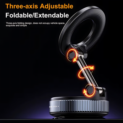 360° Foldable Magnetic Phone Holder – Adjustable Vacuum Car Mount