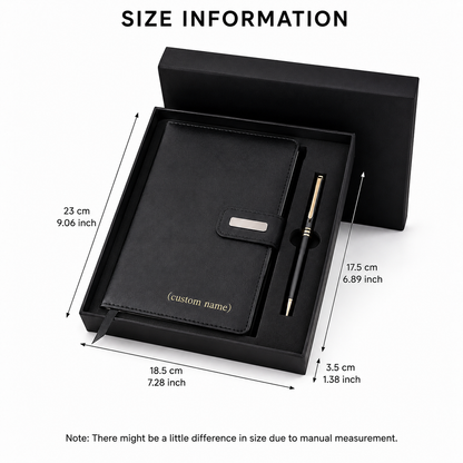 Personalized Journal & Pen Gift Set – Custom Engraved Faux Leather Notebook