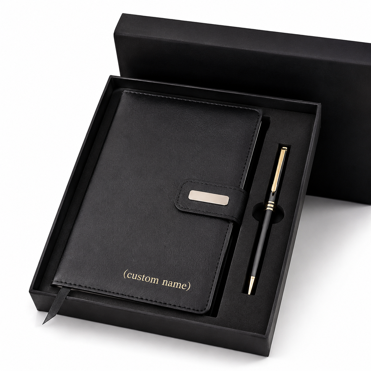 Personalized Journal & Pen Gift Set – Custom Engraved Faux Leather Notebook