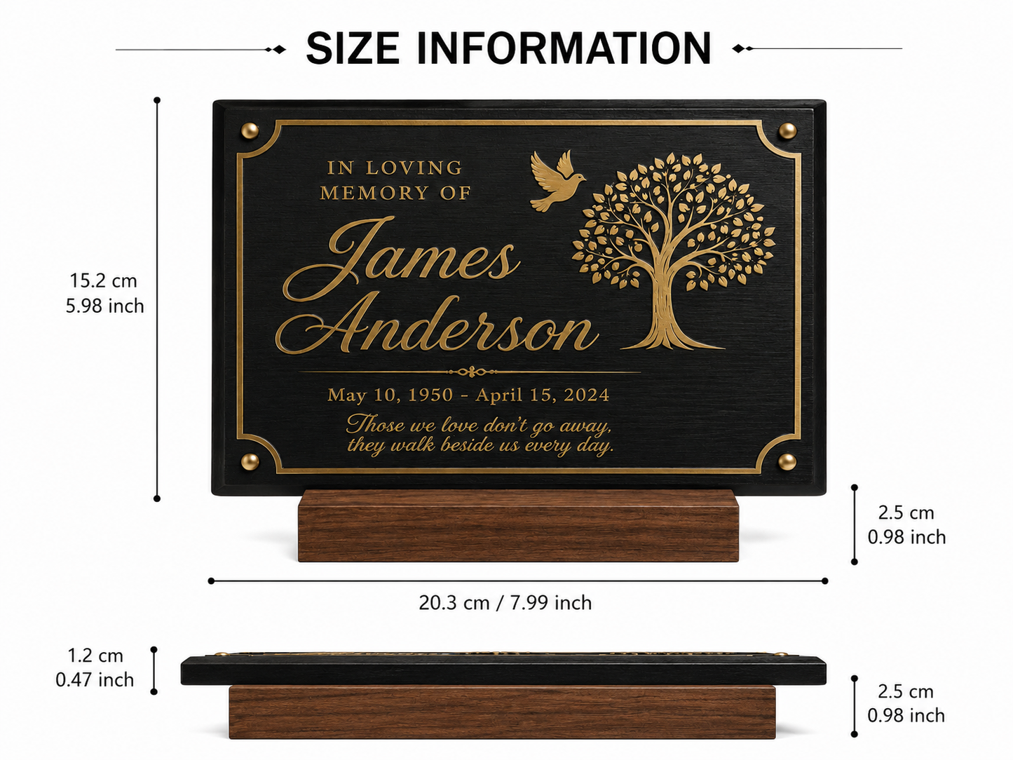 Personalized Memorial Plaque – Custom Engraved Remembrance Sign with Wood Stand