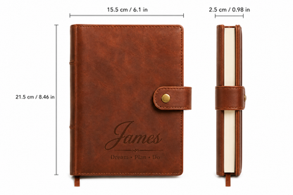 Personalized Leather Journal – Custom Engraved Notebook for Writing & Planning
