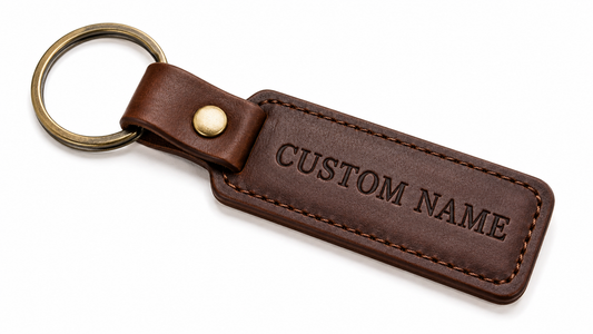 Personalized Leather Keychain – Custom Engraved Name Keyring Gift