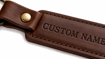 Personalized Leather Keychain – Custom Engraved Name Keyring Gift