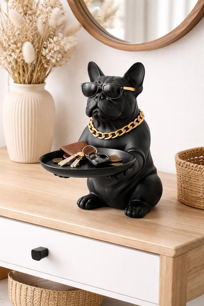 Bulldog Figurine Key Storage Box – Decorative Dog Statue Entryway Organizer