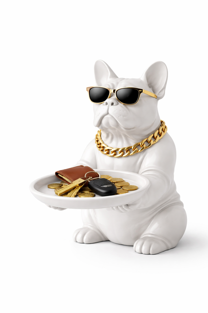 Bulldog Figurine Key Storage Box – Decorative Dog Statue Entryway Organizer