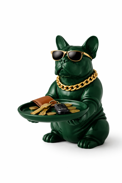 Bulldog Figurine Key Storage Box – Decorative Dog Statue Entryway Organizer