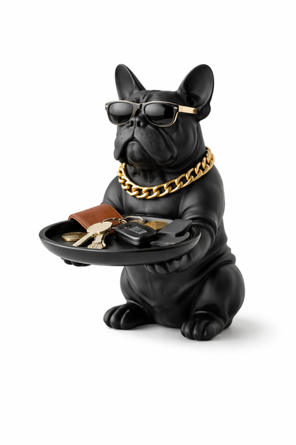 Bulldog Figurine Key Storage Box – Decorative Dog Statue Entryway Organizer