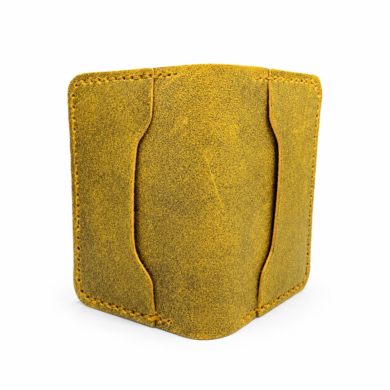 Men's Yellow Cow Leather Wallet, Textured Bifold Wallet with Front Pocket, Card Slots and Cash Compartment