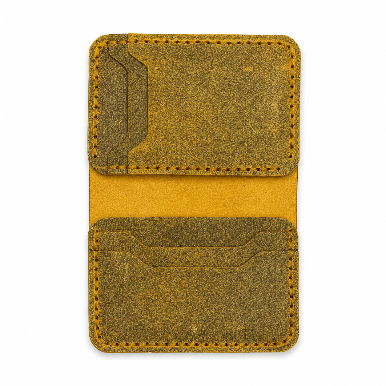 Men's Yellow Cow Leather Wallet, Textured Bifold Wallet with Front Pocket, Card Slots and Cash Compartment