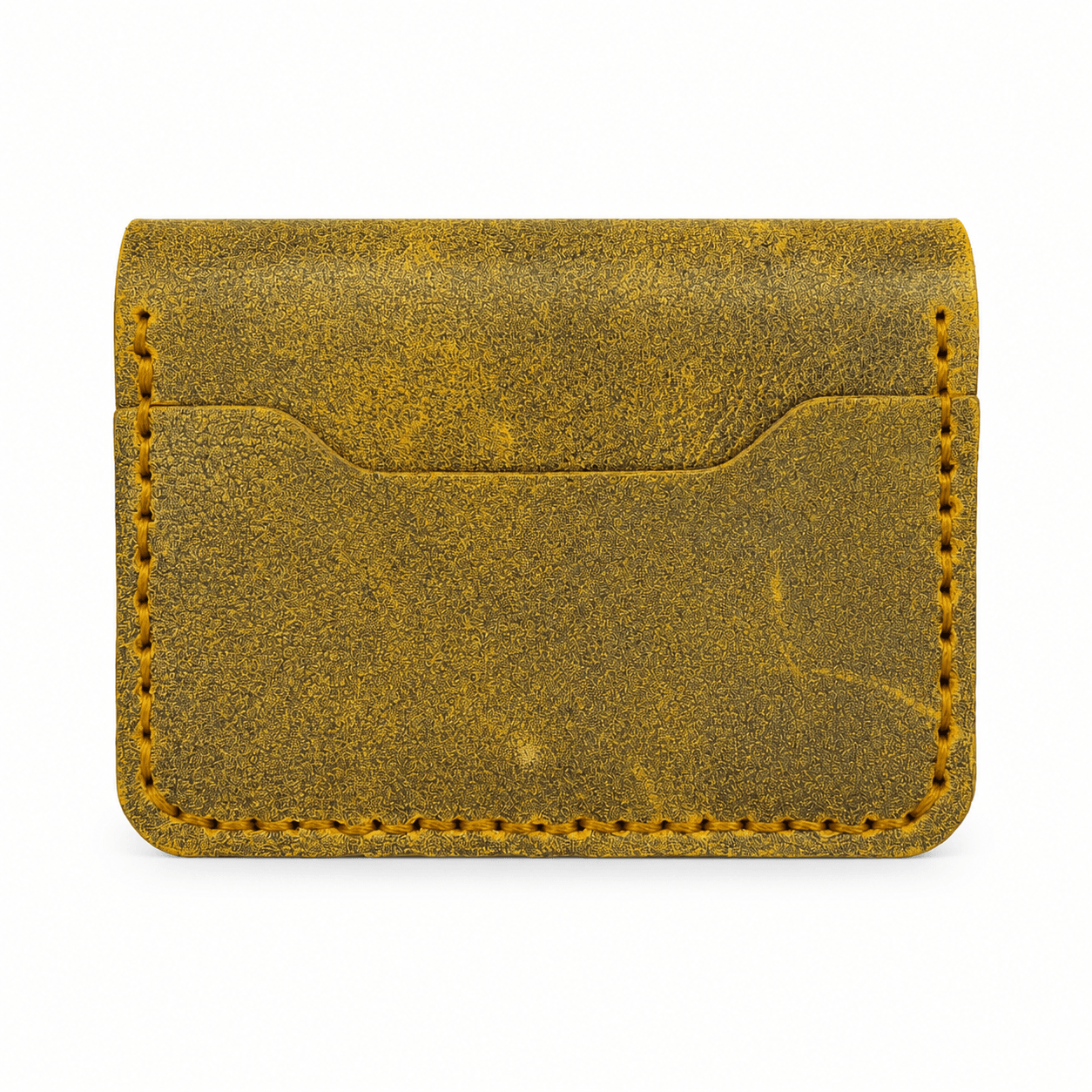 Men's Yellow Cow Leather Wallet, Textured Bifold Wallet with Front Pocket, Card Slots and Cash Compartment