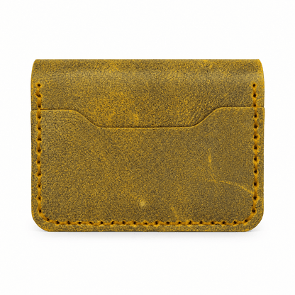 Men's Yellow Cow Leather Wallet, Textured Bifold Wallet with Front Pocket, Card Slots and Cash Compartment