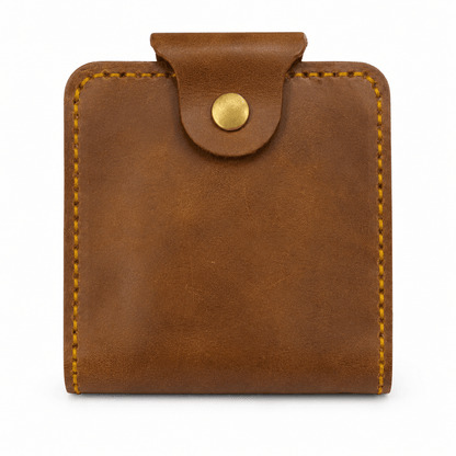 Men's Brown Cow Leather Wallet with Zipper Pocket, Card Slots