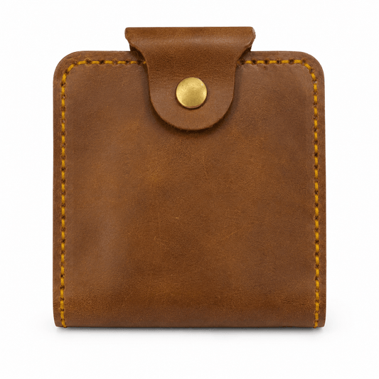 Men's Brown Cow Leather Wallet with Zipper Pocket, Card Slots