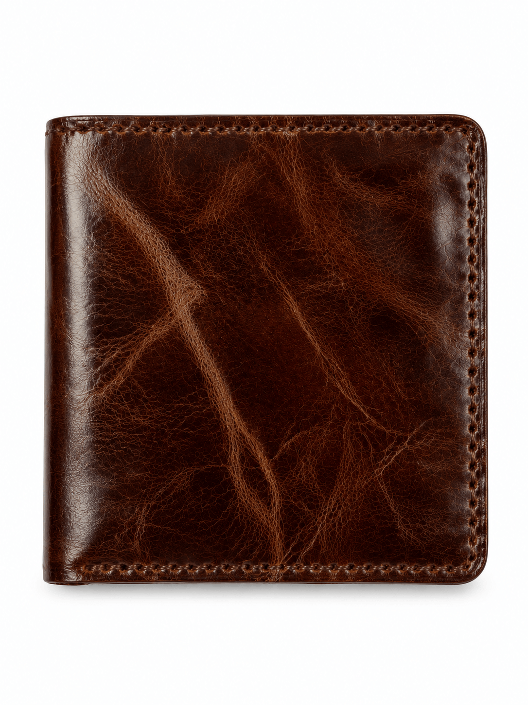 Handmade Brown Cow Leather Bifold Wallet, 6 Card Slots with Cash Compartment