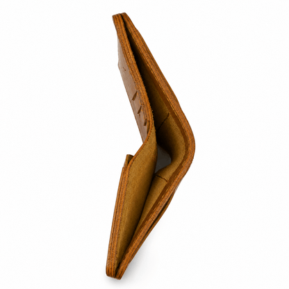 Men's Handmade Tan Brown Cow Leather Bifold Wallet, 6 Card Slots, Cash Compartment
