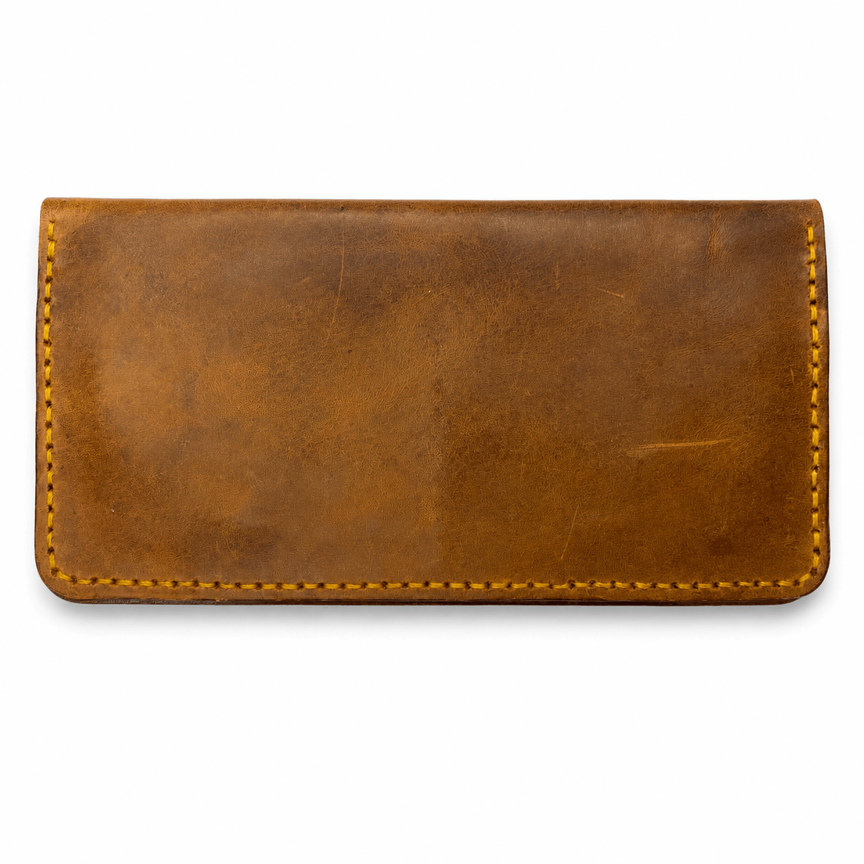 Men's Tan Cognac Leather Bifold Wallet, Hand Stitched, Multiple Card Slots & Cash Compartments