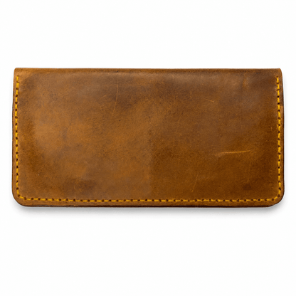 Men's Tan Cognac Leather Bifold Wallet, Hand Stitched, Multiple Card Slots & Cash Compartments