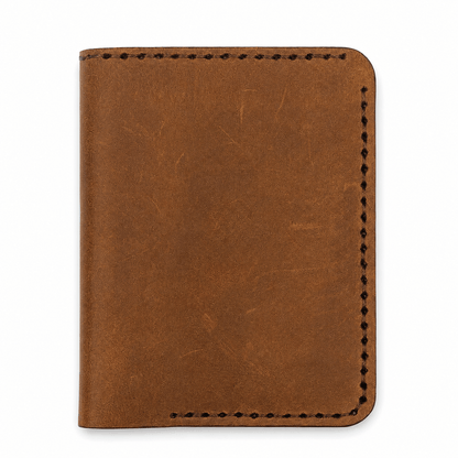 Men’s Brown Cow Leather Bifold Wallet – Handmade Stitched Leather Wallet with Card Slots & Cash Pocket