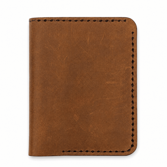 Men’s Brown Cow Leather Bifold Wallet – Handmade Stitched Leather Wallet with Card Slots & Cash Pocket