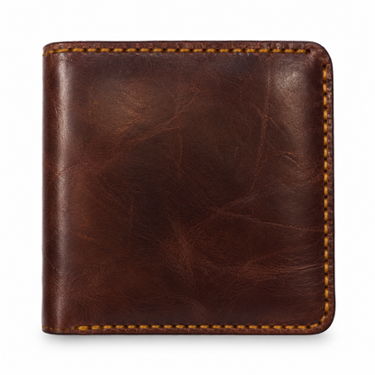 Men’s Dark Burgundy Leather Bifold Wallet with Card Slots & Coin Pocket