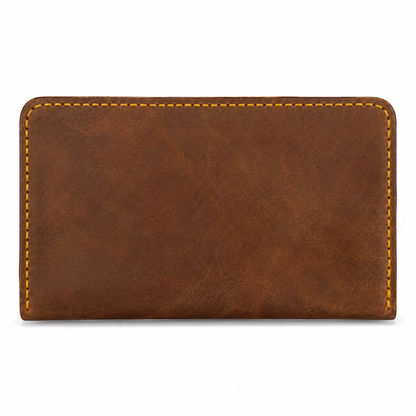 Men’s Brown Leather Long Wallet with Card Slots, Cash Storage and Zipper Pocket