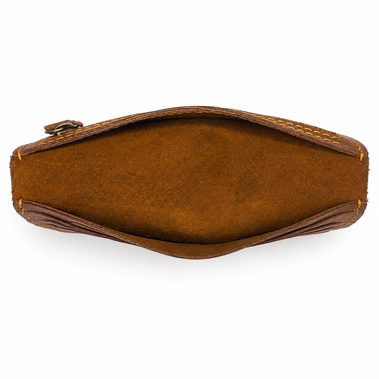 Men’s Brown Leather Long Wallet with Card Slots, Cash Storage and Zipper Pocket