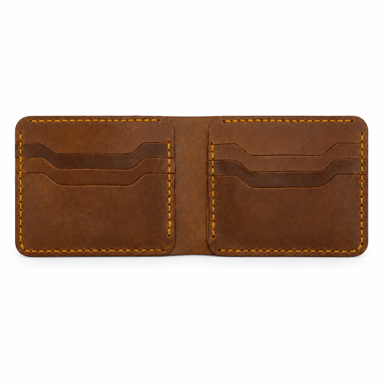 Men’s Cow Leather Bifold Wallet – 6 Card Slots, Cash Compartment, Hand-Stitched