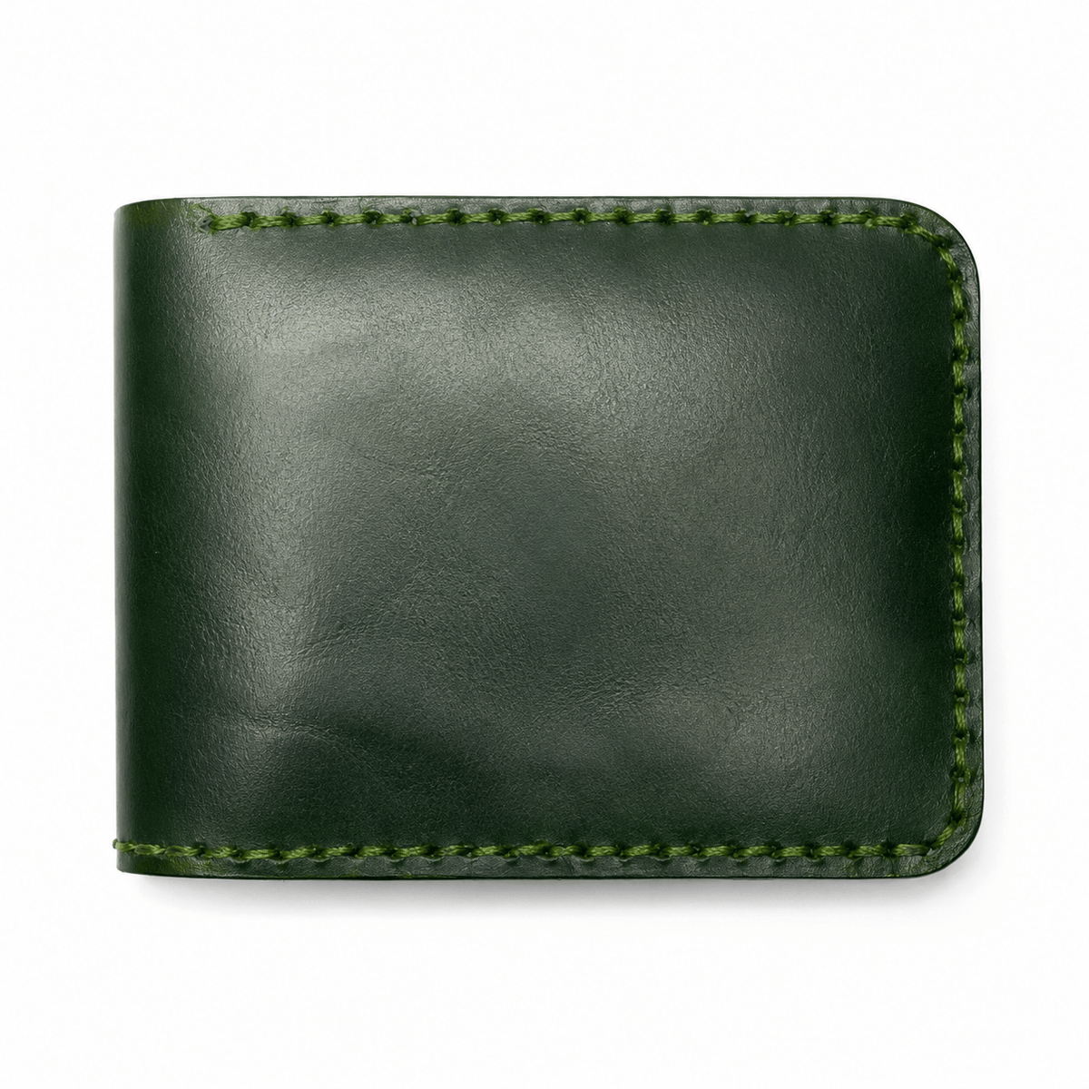 Men's Dark Green Leather Bifold Wallet, Handmade Stitched Card Holder with Multiple Card Slots