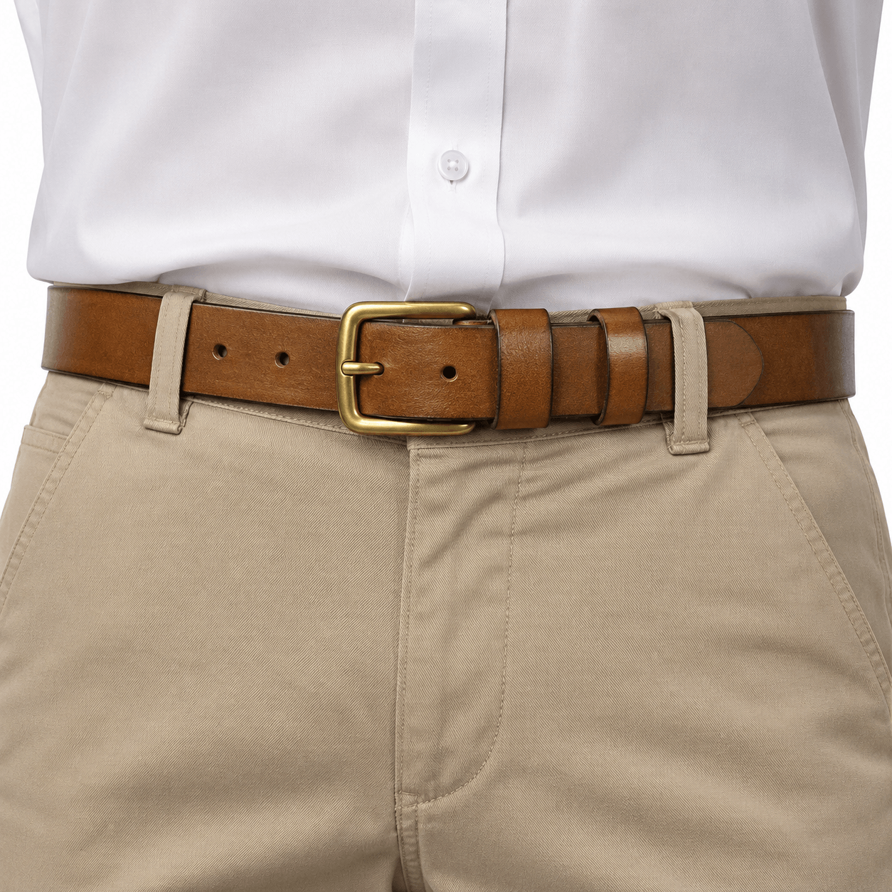 Genuine Leather Belt for Men – Adjustable Brown Leather Belt
