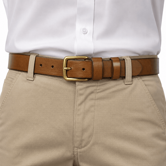 Genuine Leather Belt for Men – Adjustable Brown Leather Belt