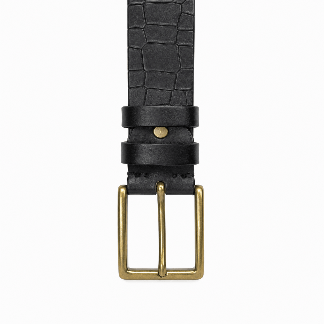 Genuine Leather Belt for Men – Black Crocodile Embossed Leather Belt