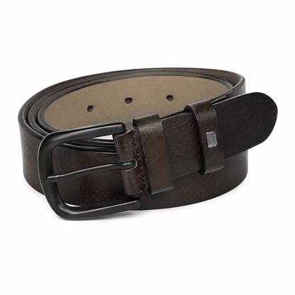 Genuine Leather Belt for Men – Dark Brown Textured Adjustable Belt