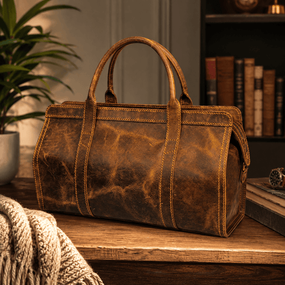 Vintage Leather Duffel Bag  – Handmade Brown Travel & Weekend Bag
