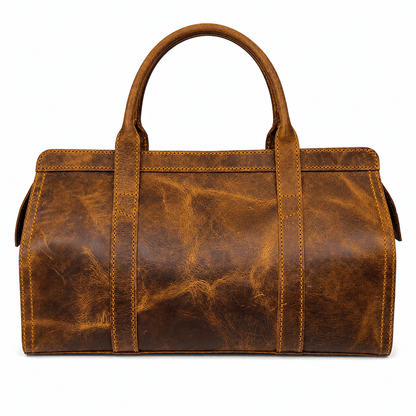Vintage Leather Duffel Bag  – Handmade Brown Travel & Weekend Bag
