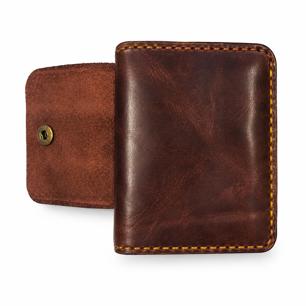 Men’s Dark Burgundy Leather Bifold Wallet with Card Slots & Coin Pocket